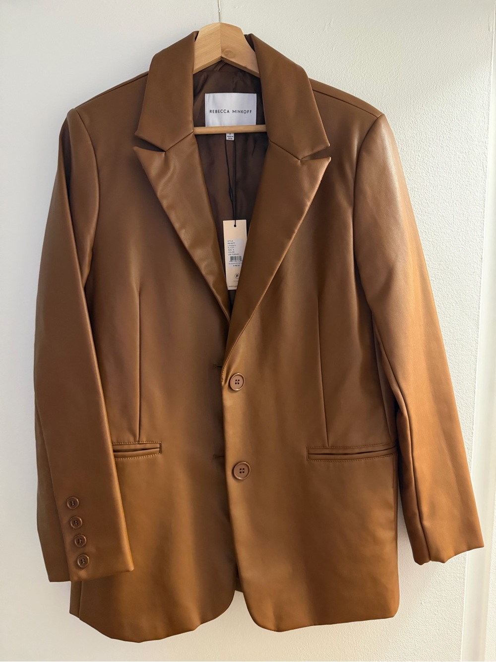 Rebecca Minkoff Brown Faux Leather Blazer Jacket - Picture 2 of 5